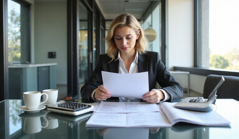 Person analyzing financial documents