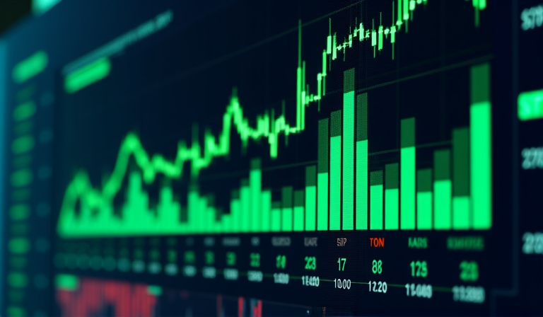 Stock market chart showing upward trend