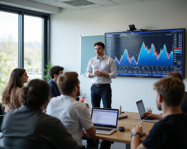 Instructor explaining financial concepts to students